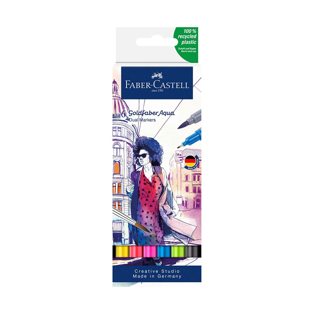 Faber-Castell, Marker Set, Art & School, Goldfaber, AquaDual, 6 count, 626704